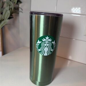 2021 Starbucks Metallic Green Stainless Steel 20oz Coffee Cup Tumbler w/ Lid